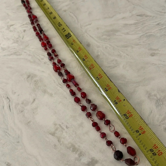 Bundle 6 Beaded long Necklaces Red Green Blue Orange Purple Yellow Brown - Picture 17 of 17